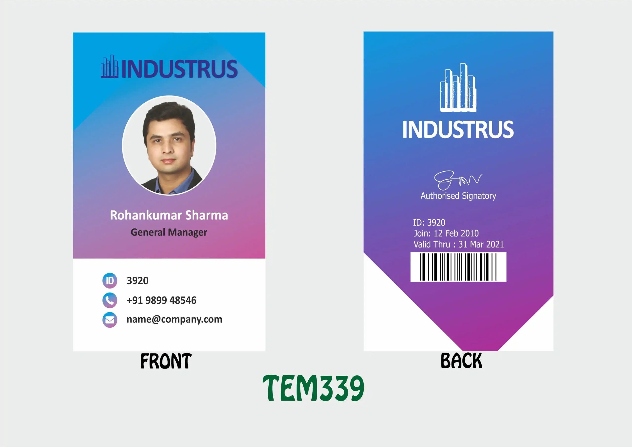 TEM-339 ID Card - TEM339 - Image 1