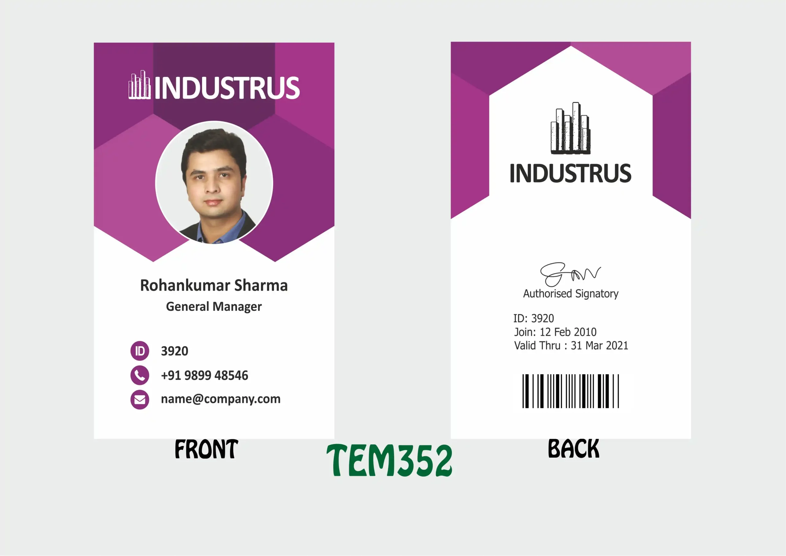 TEM-352 ID Card - TEM352 - Image 1