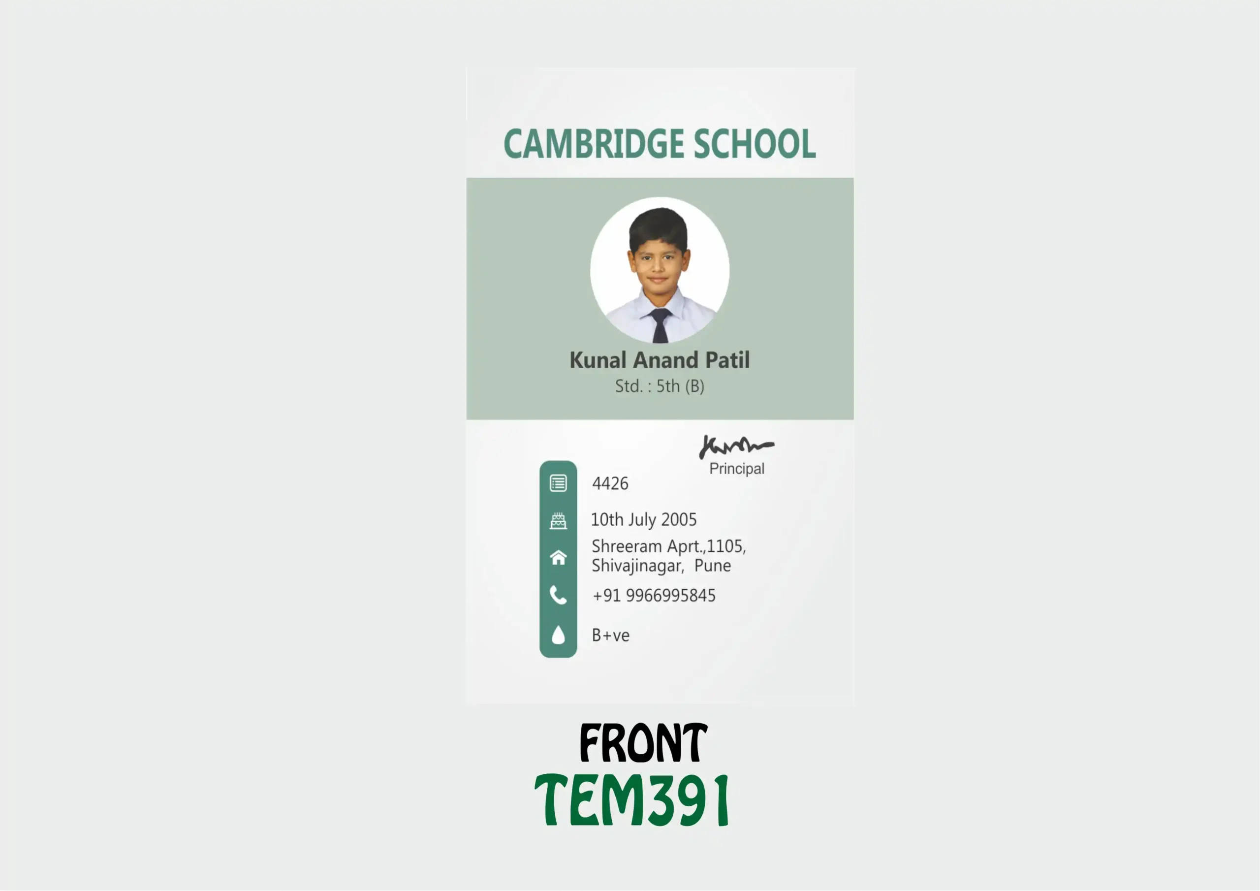 TEM-391 ID Card - TEM391 - Image 1