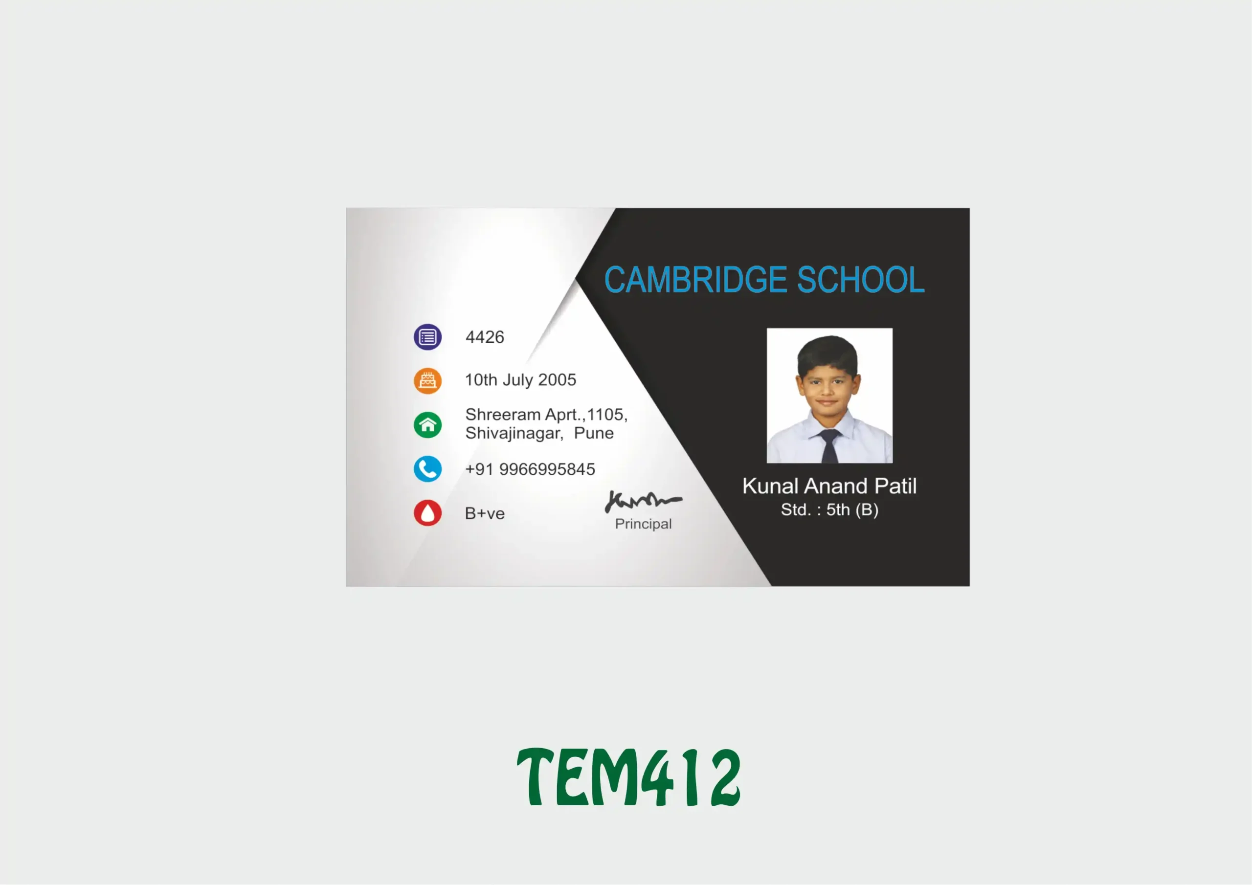 TEM-412 ID Card - TEM412 - Image 1