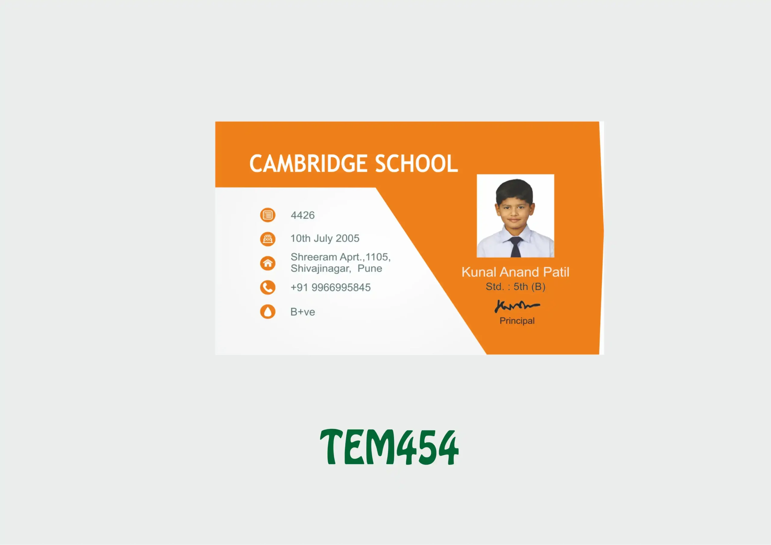 TEM-454 ID Card - TEM454 - Image 1