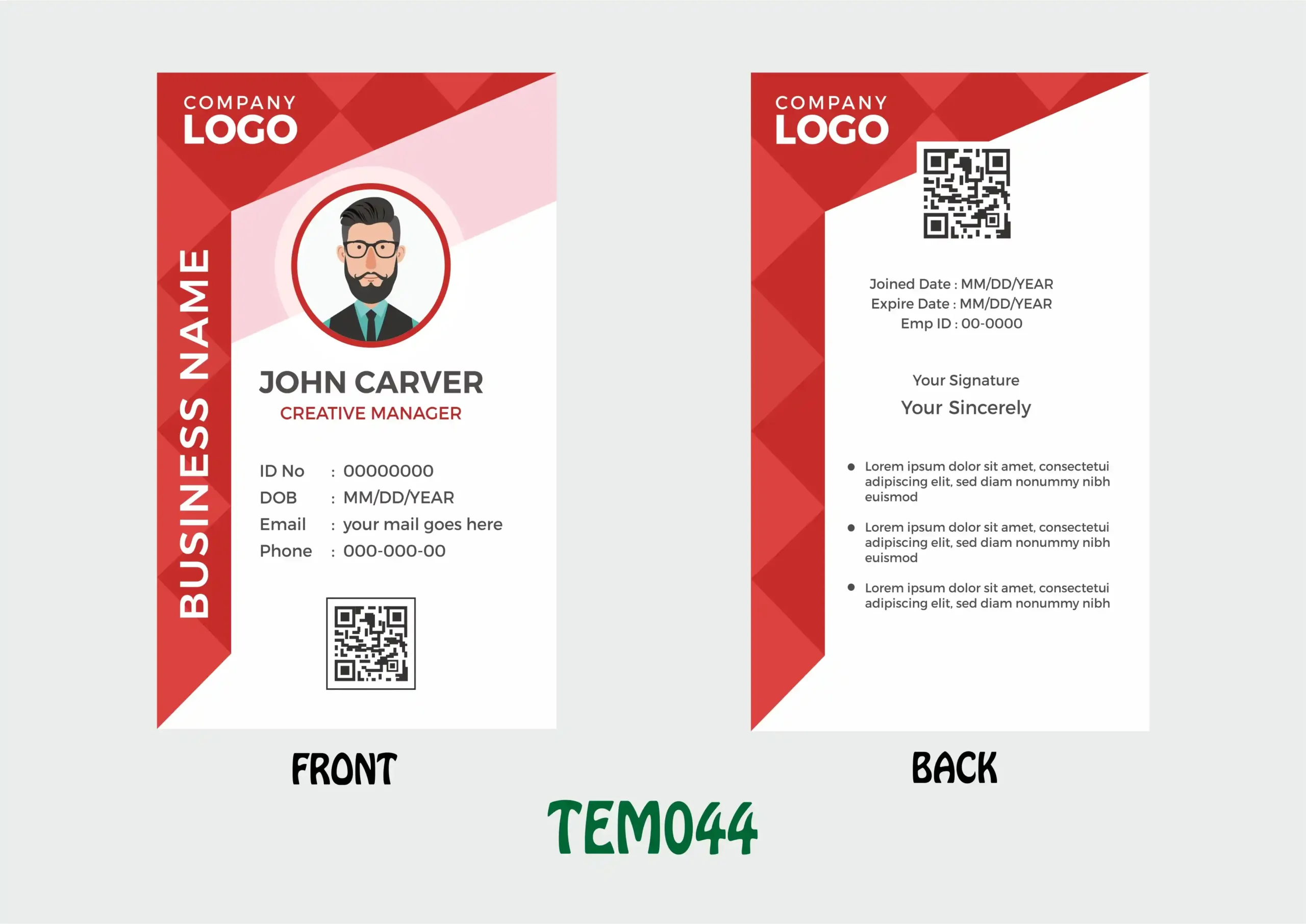 TEM044 ID Card - TEM044 - Image 1