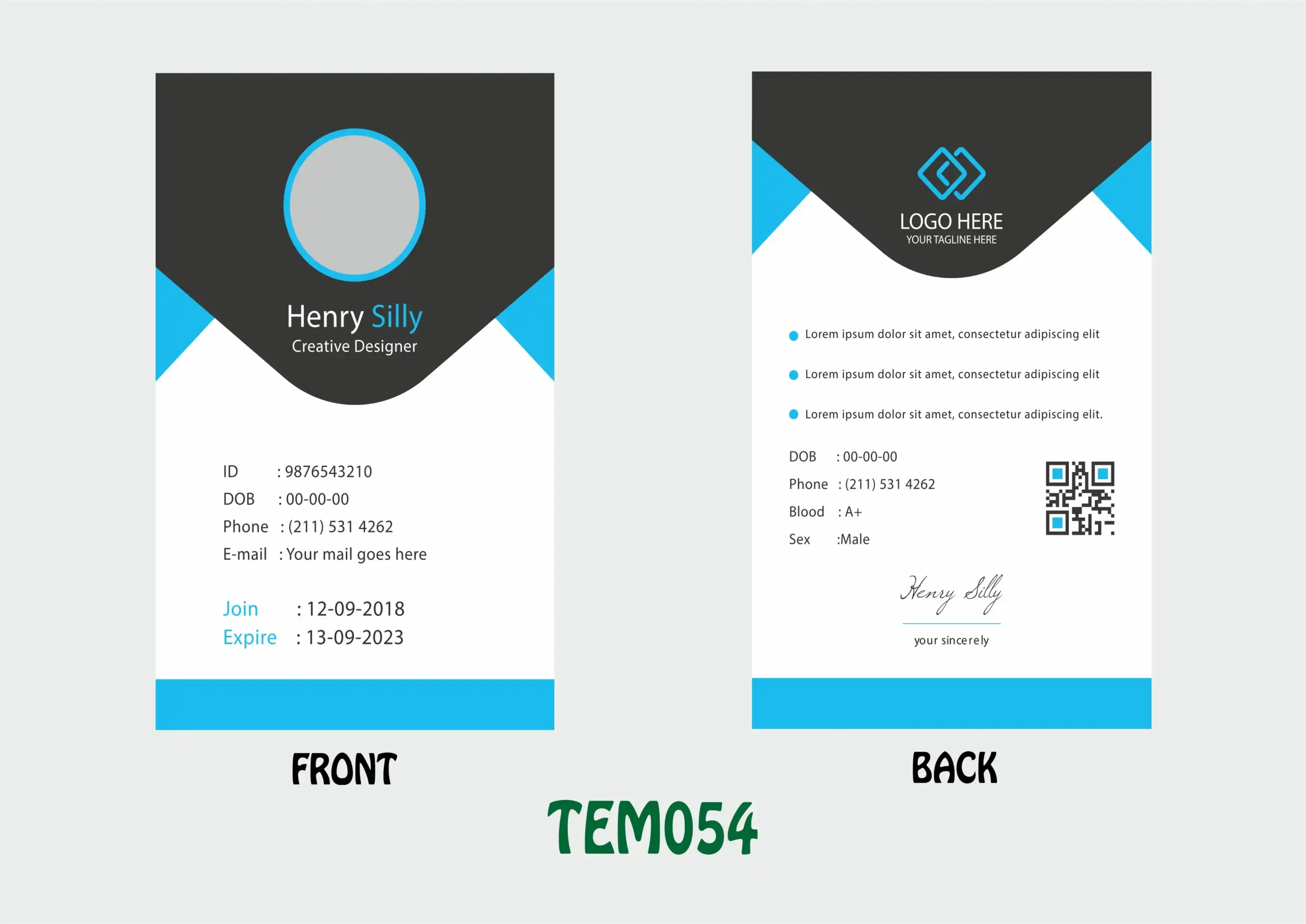 TEM054 ID Card - TEM054 - Image 1