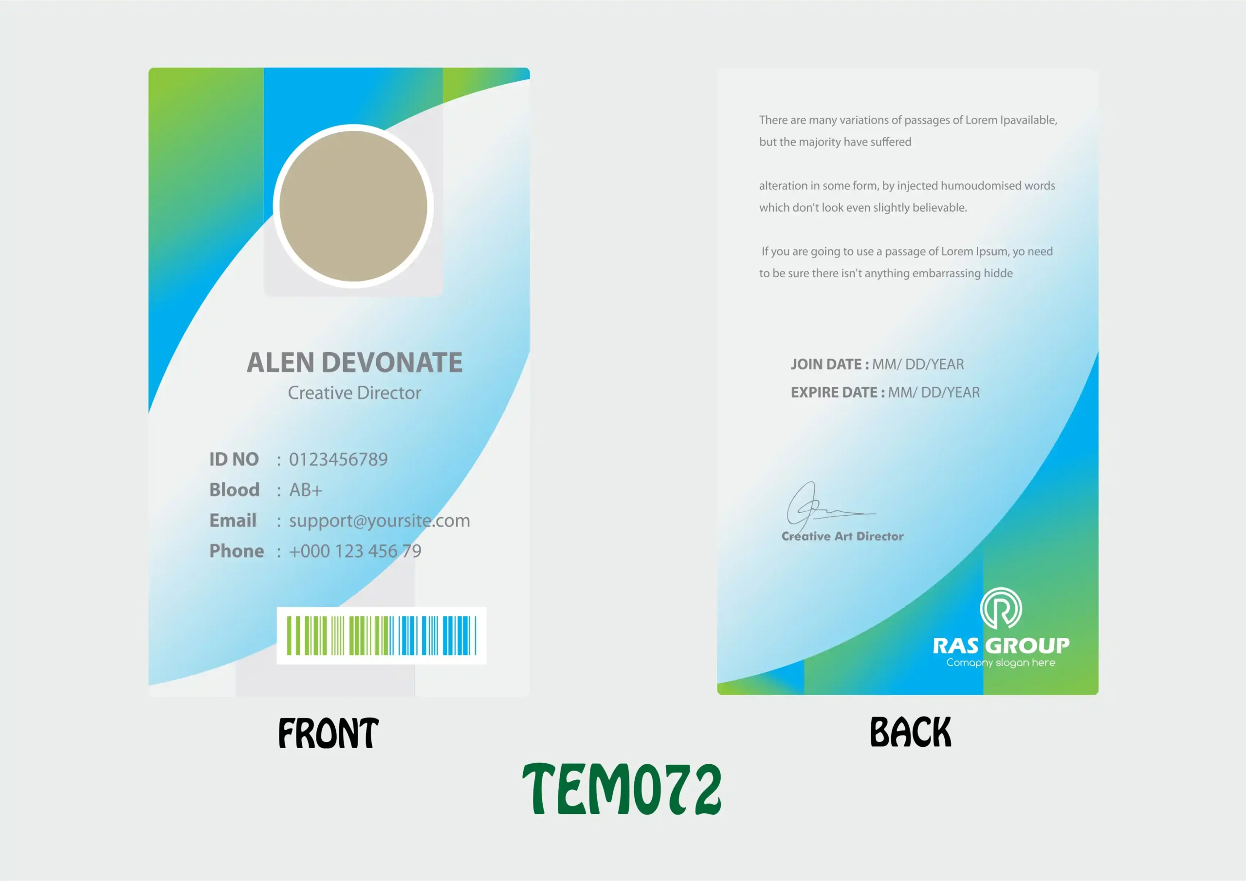 TEM072 ID Card - TEM072 - Image 1