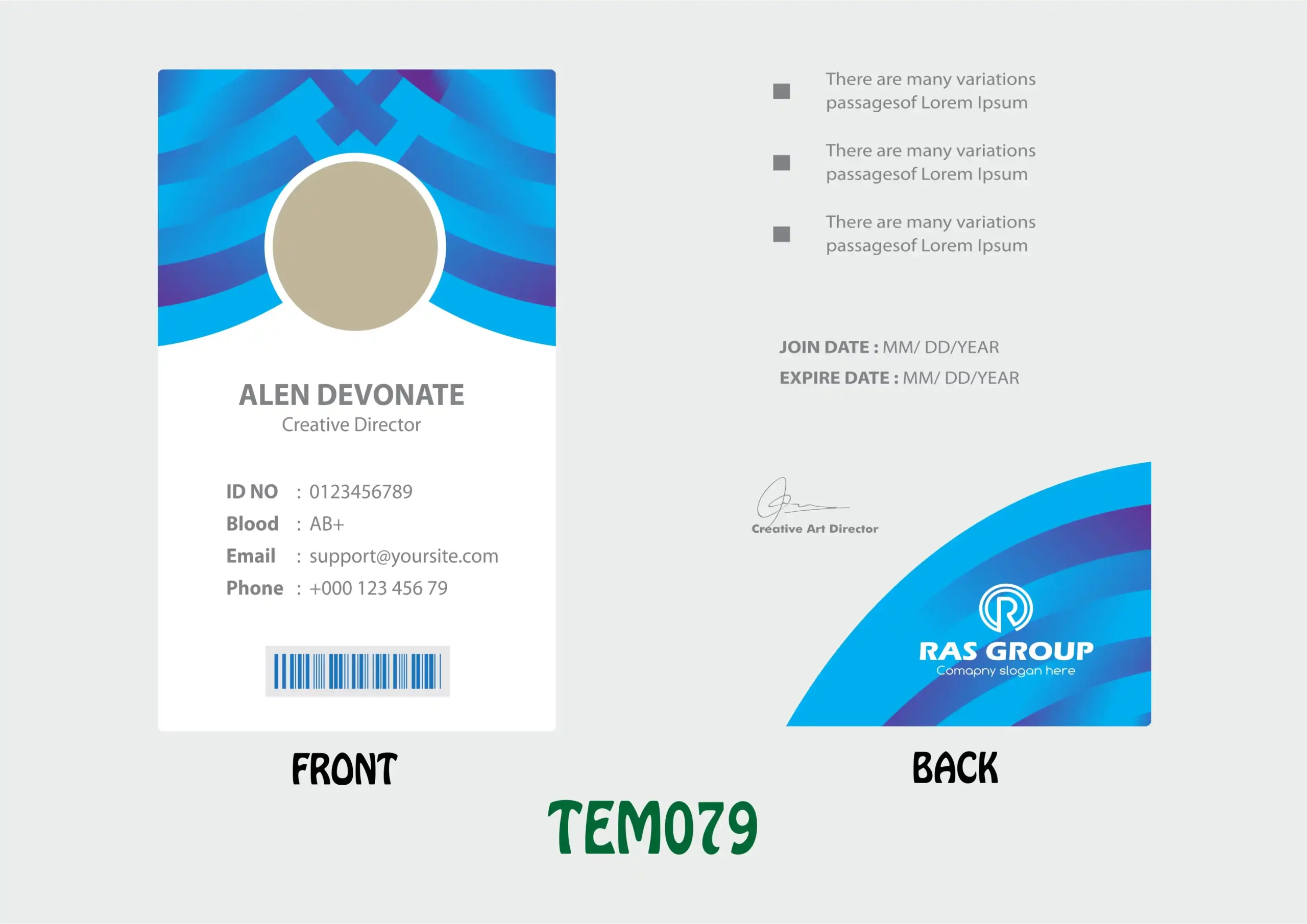 TEM079 ID Card - TEM079 - Image 1