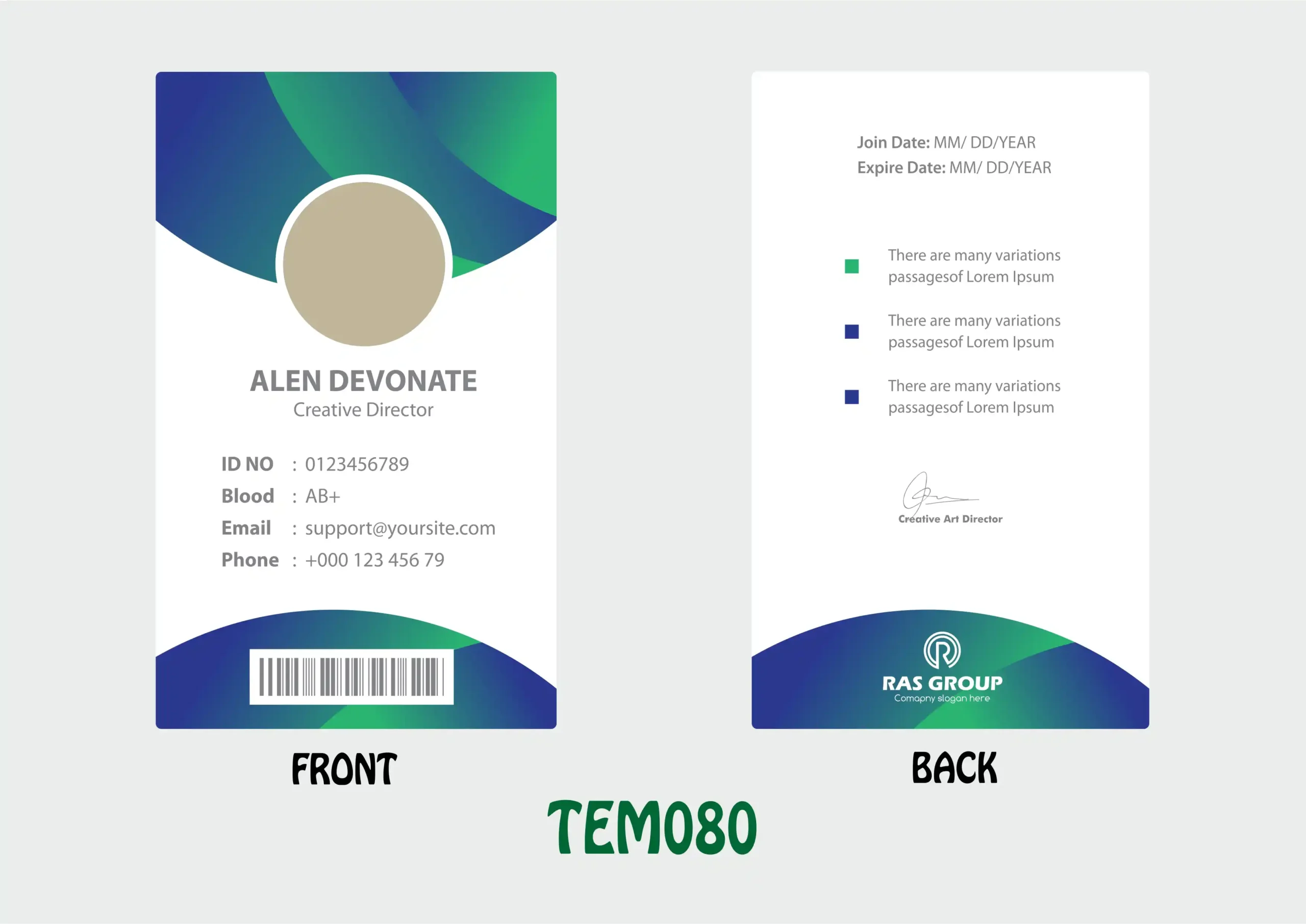 TEM080 ID Card - TEM080 - Image 1