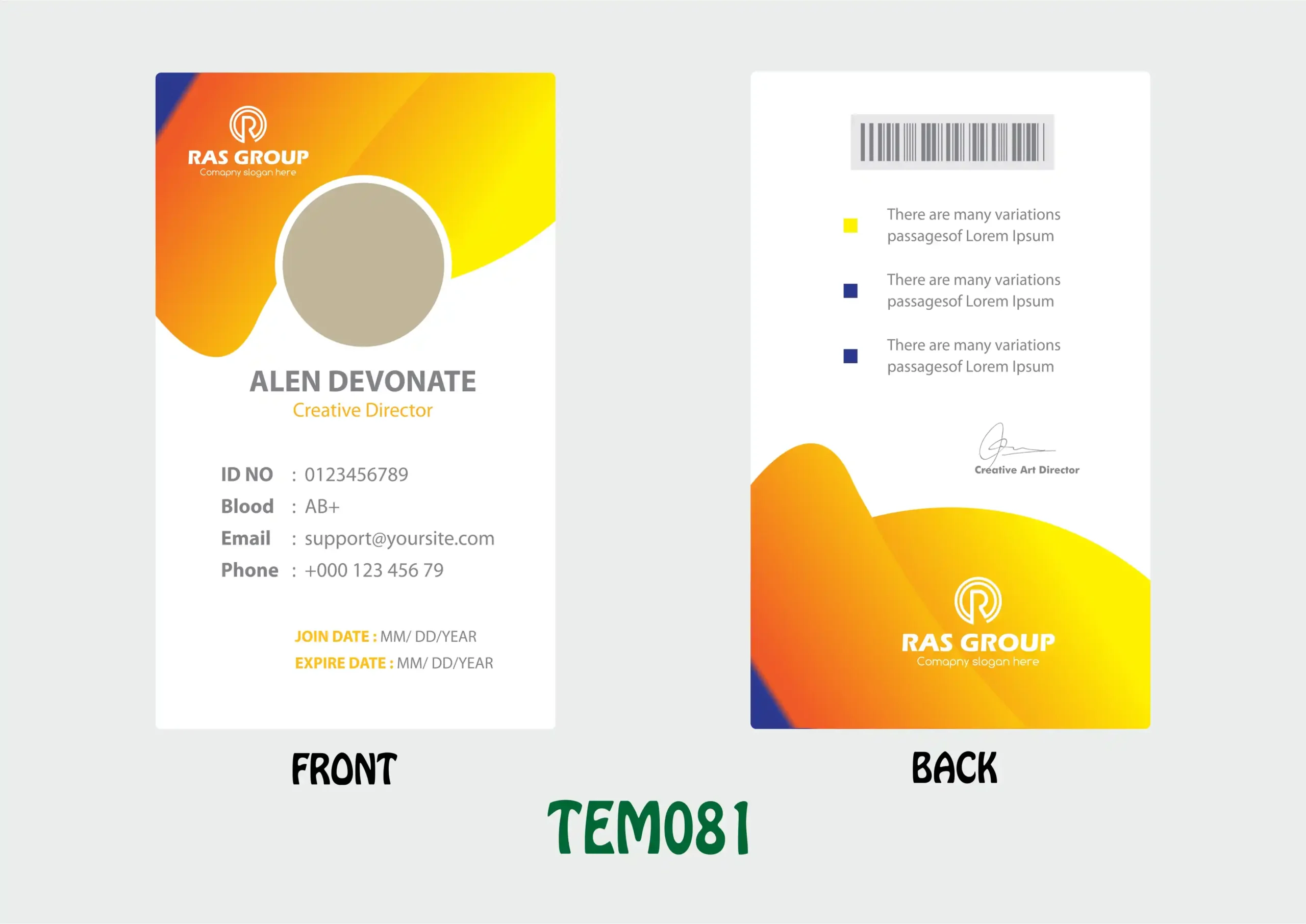 TEM081 ID Card - TEM081 - Image 1