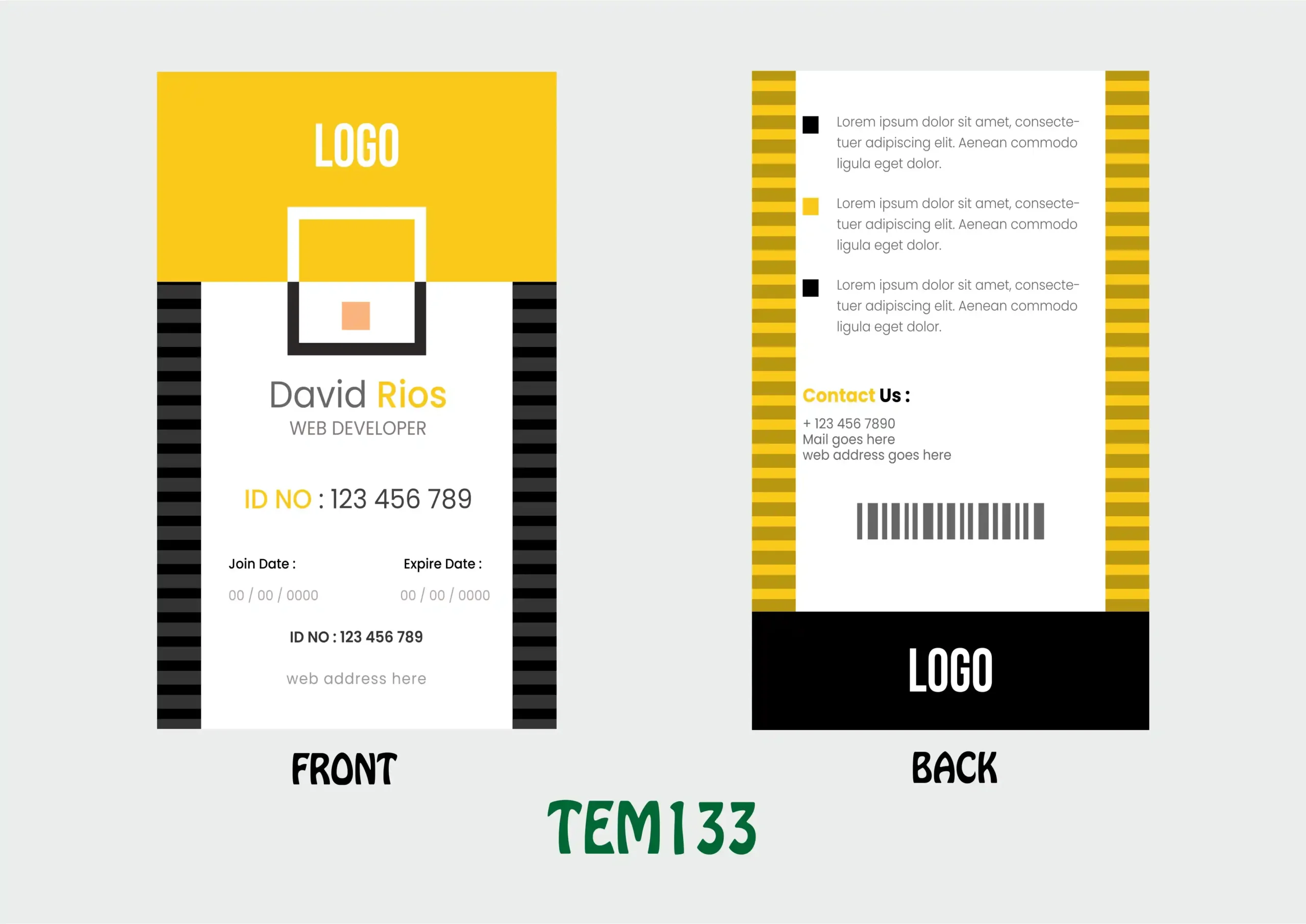 TEM133 ID Card - TEM133 - Image 1