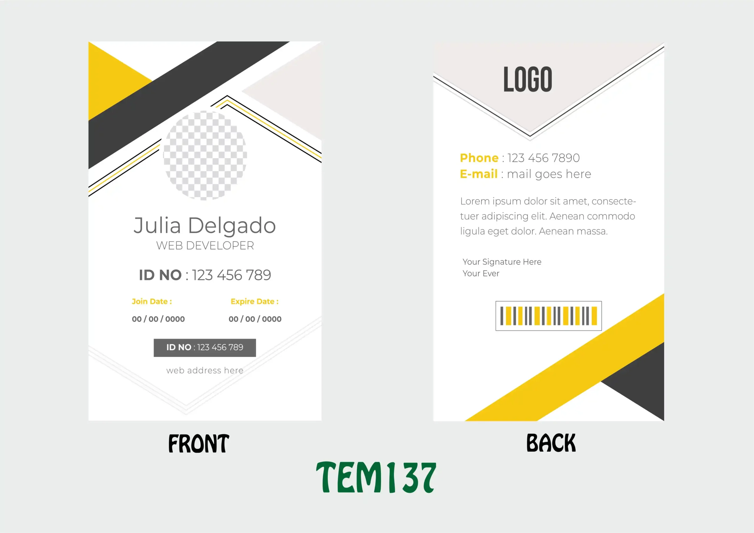 TEM137 ID Card - TEM137 - Image 1