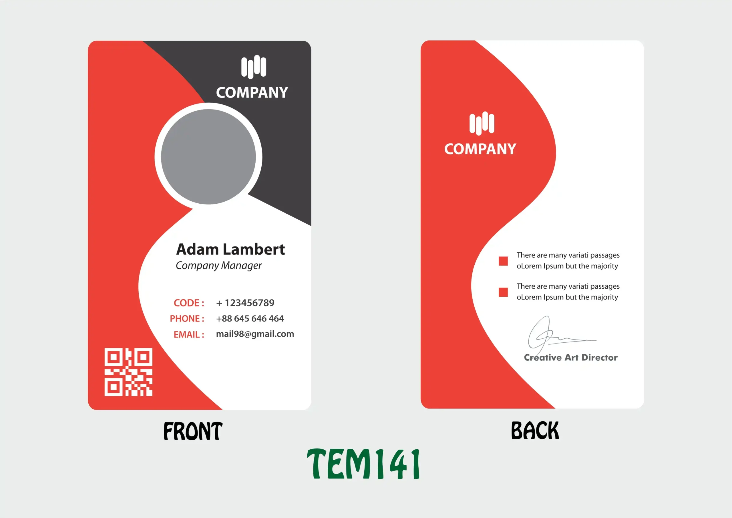 TEM141 ID Card - TEM141 - Image 1