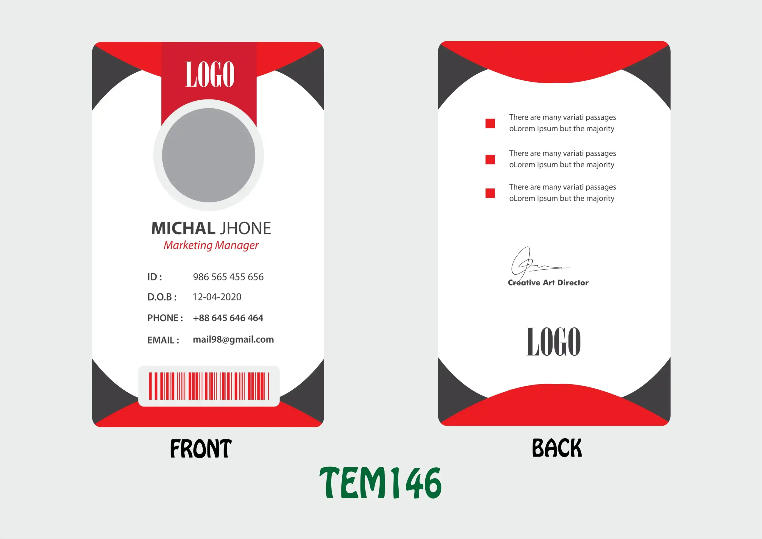 TEM146 ID Card - TEM146 - Image 1