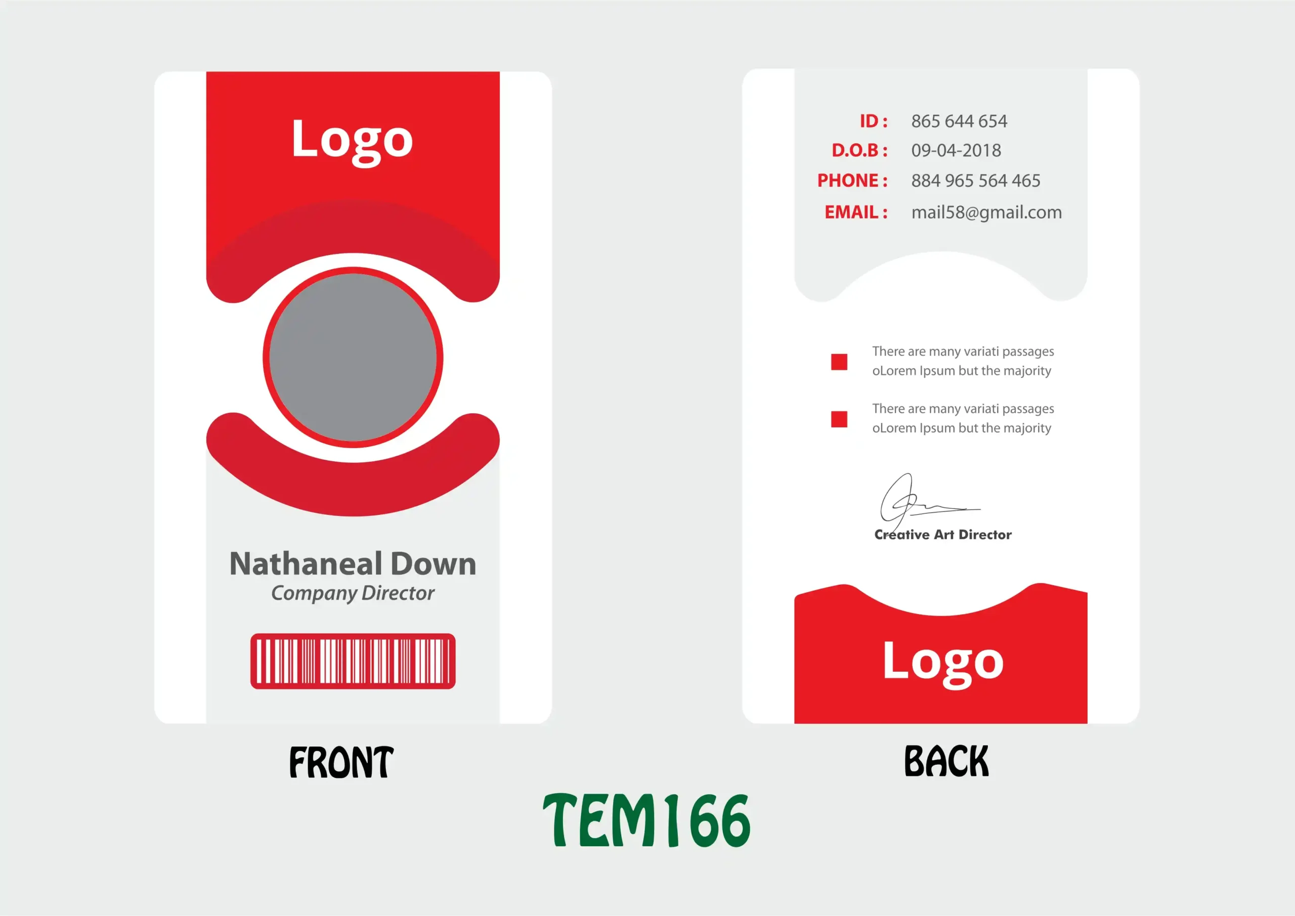 TEM166 ID Card - TEM166 - Image 1