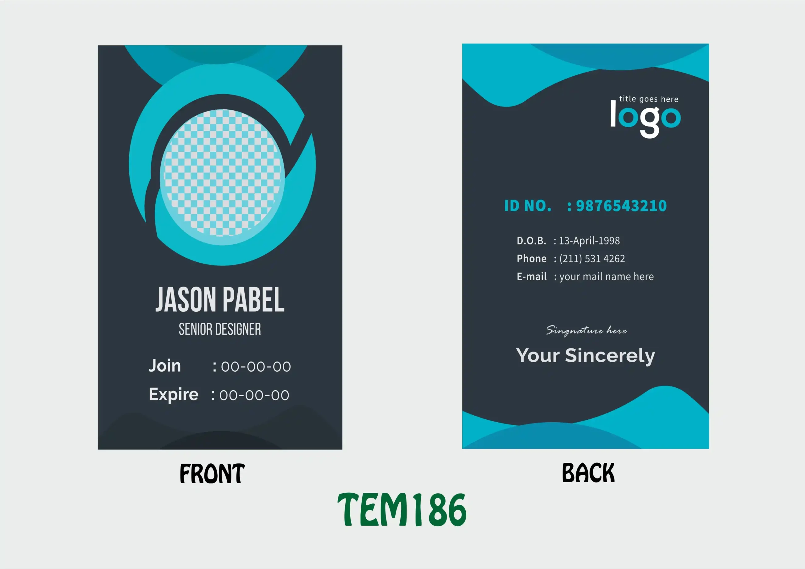 TEM186 ID Card - TEM186 - Image 1