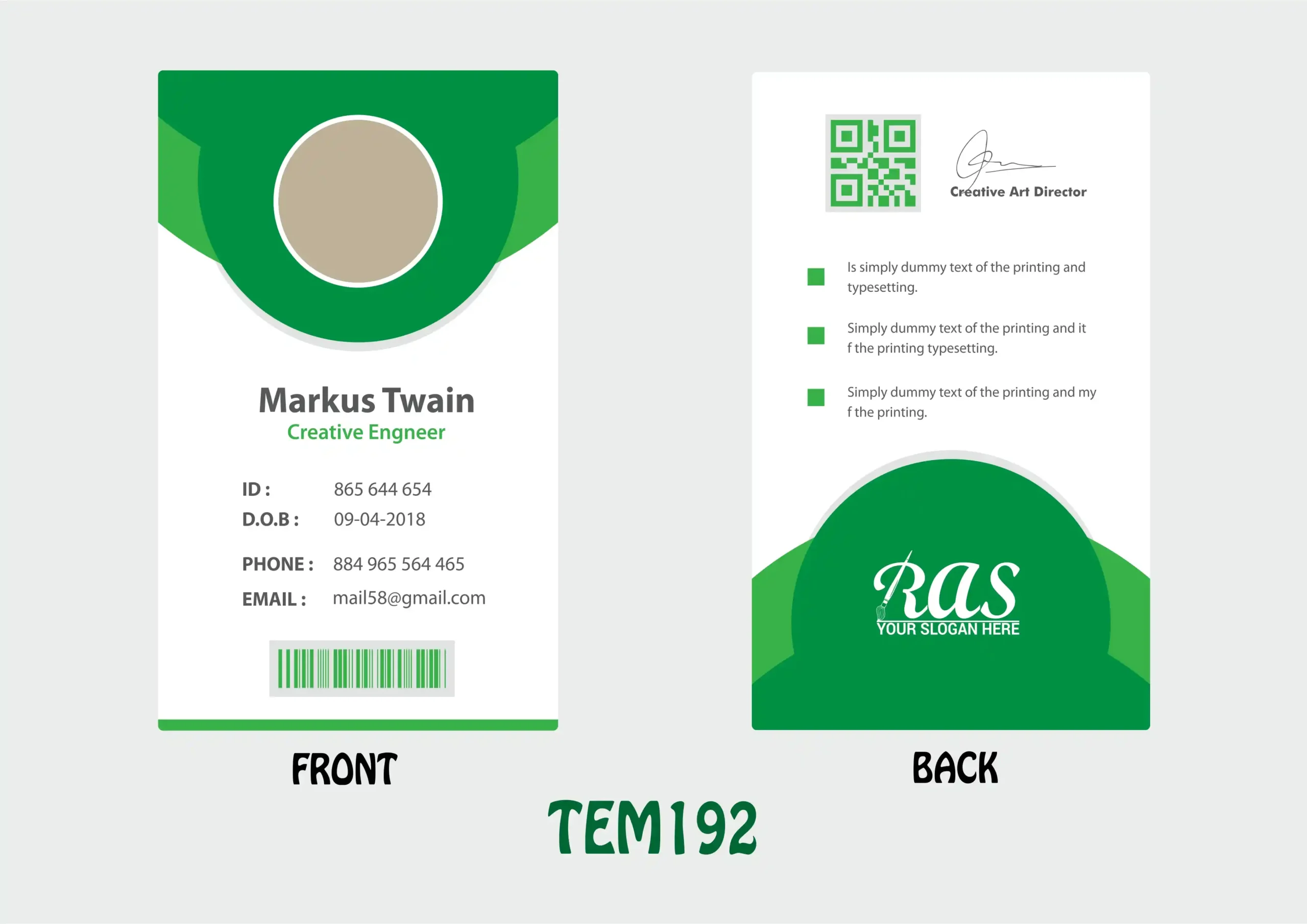 TEM192 ID Card - TEM192 - Image 1