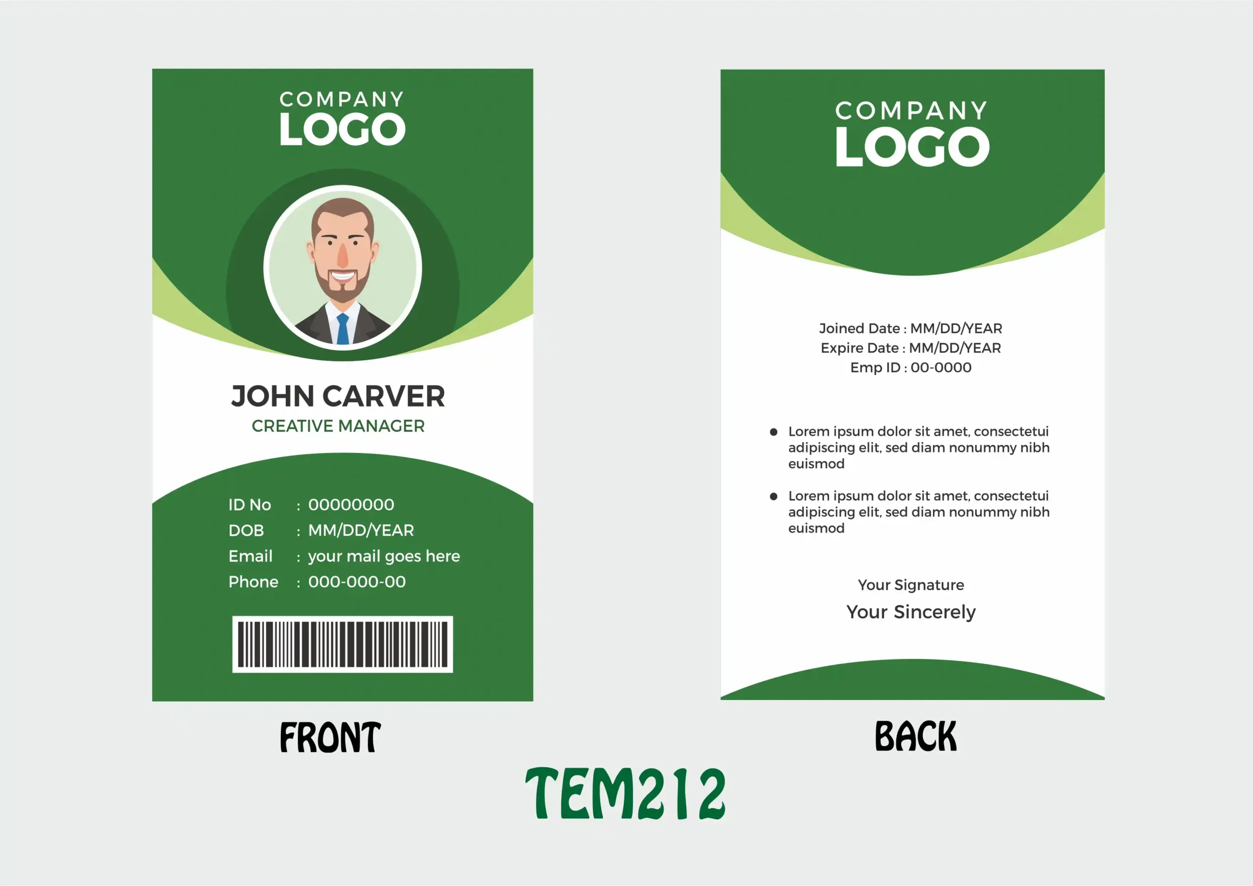 TEM212 ID Card - TEM212 - Image 1