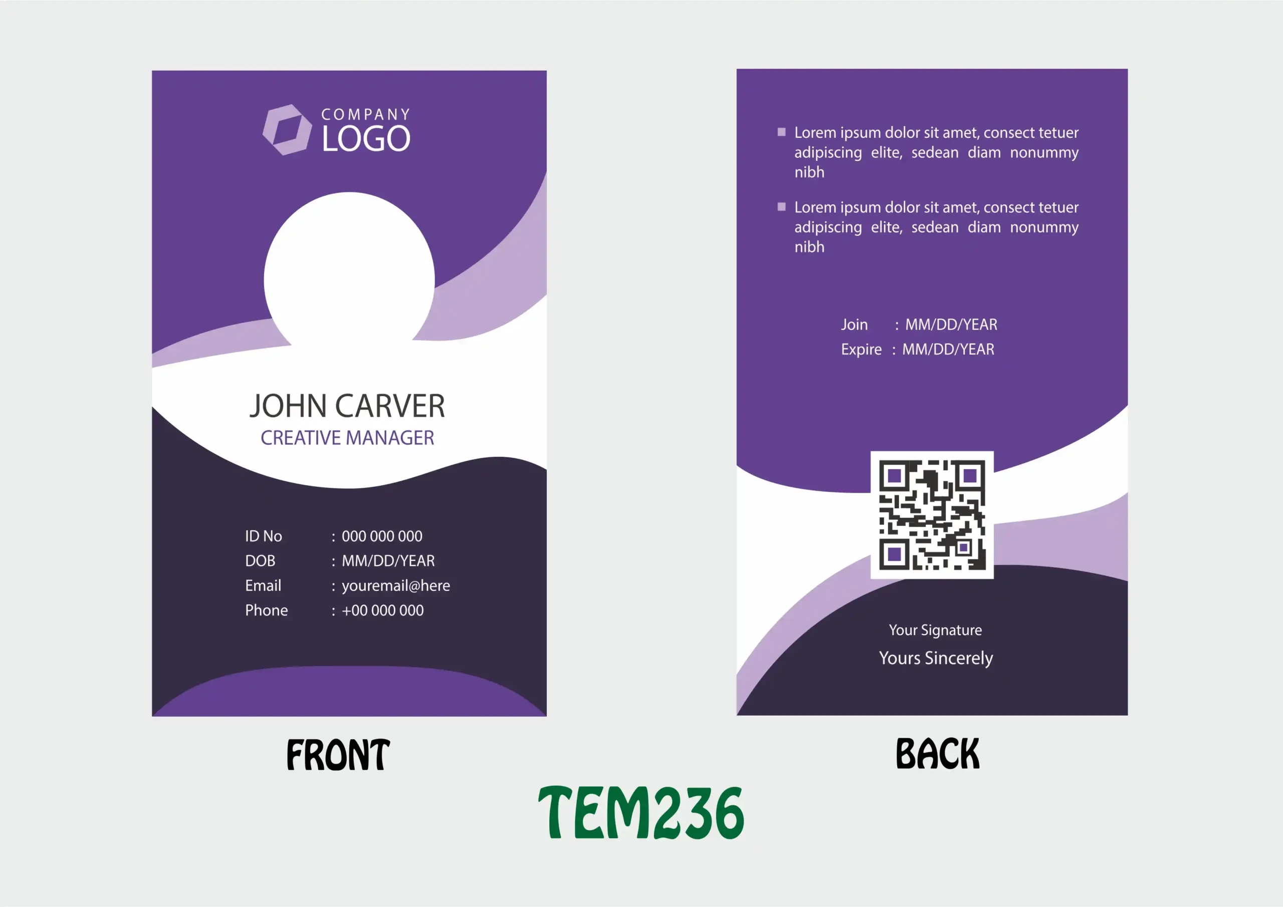 TEM236 ID Card - TEM236 - Image 1