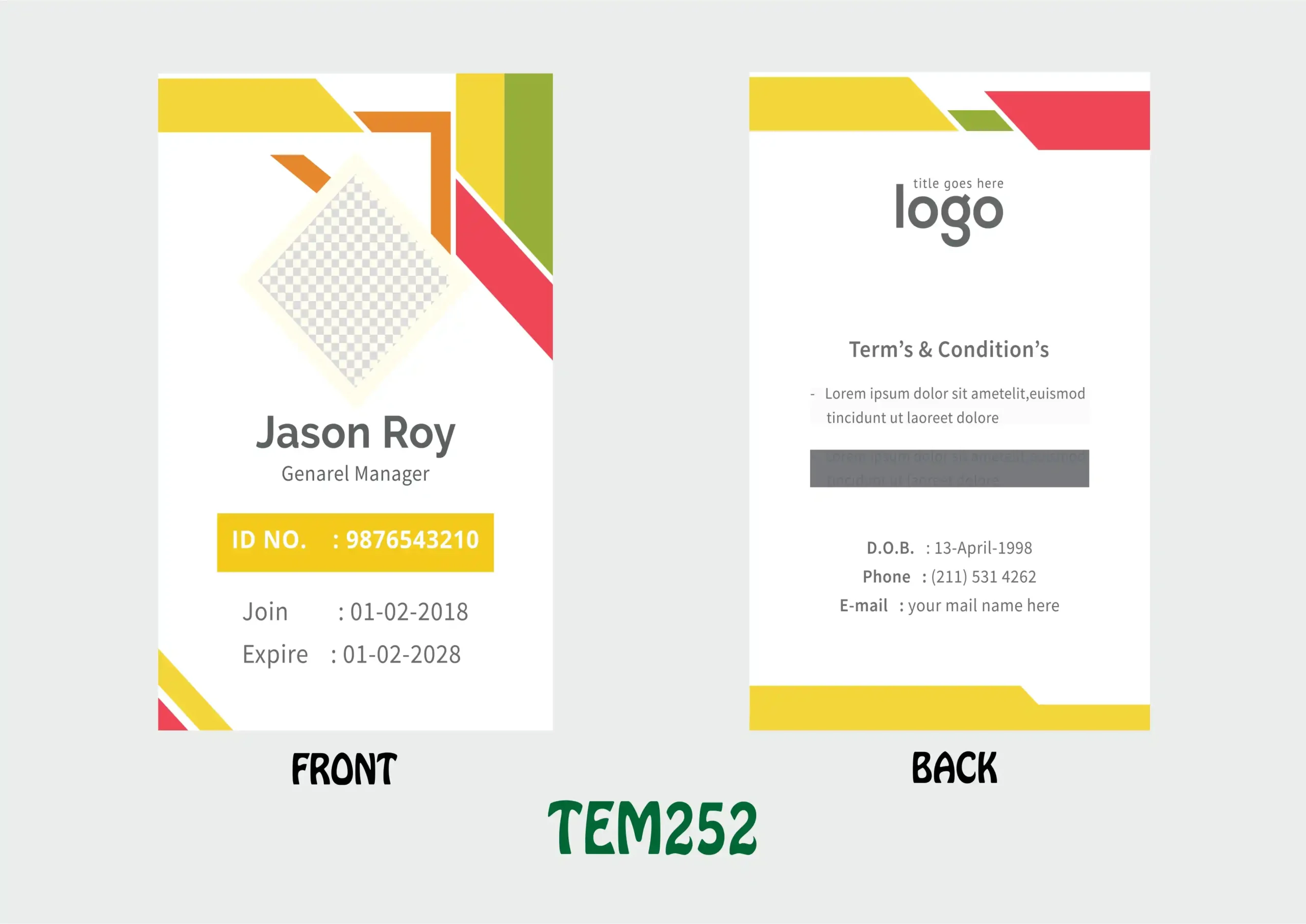 TEM252 ID Card - TEM252 - Image 1