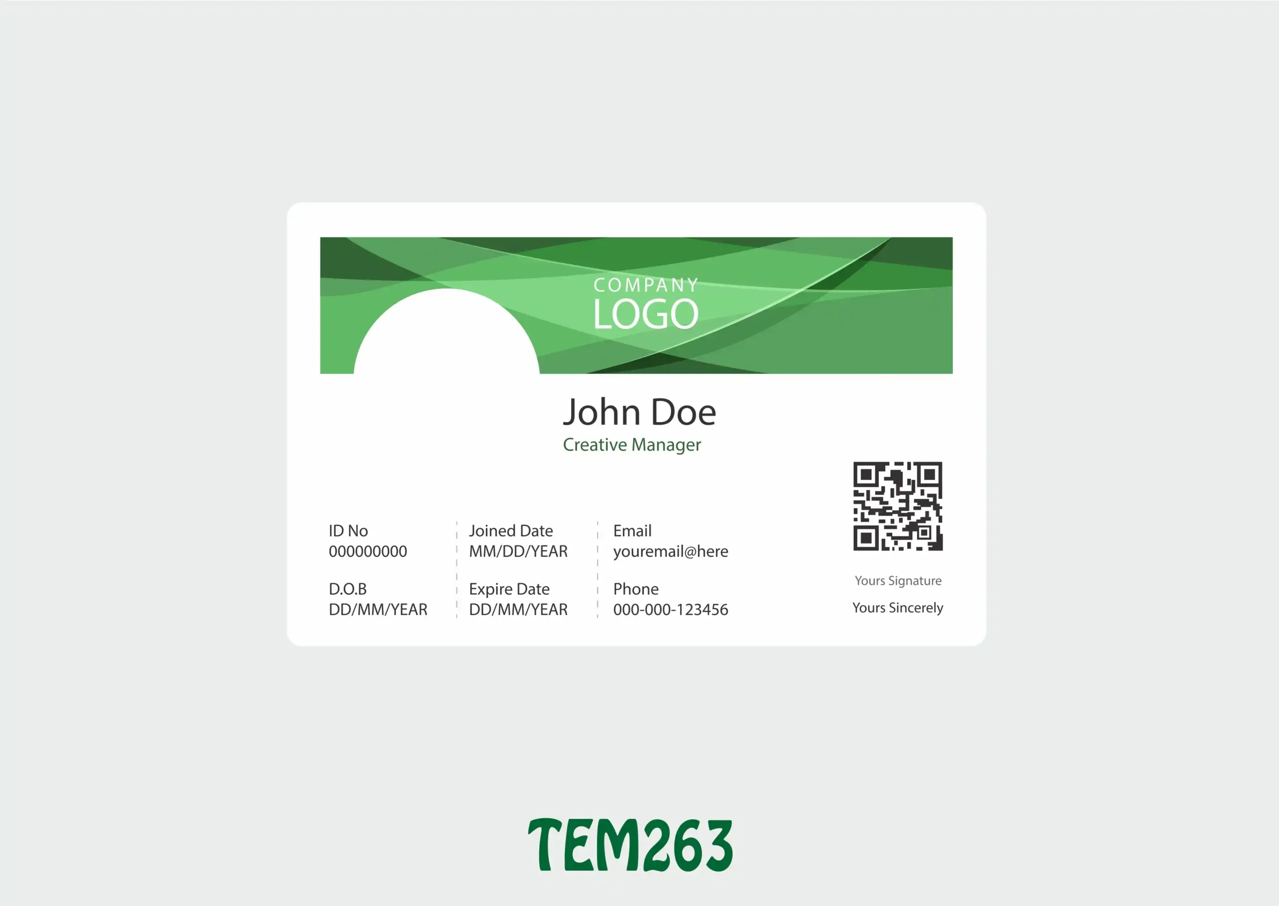 TEM263 ID Card - TEM263 - Image 1